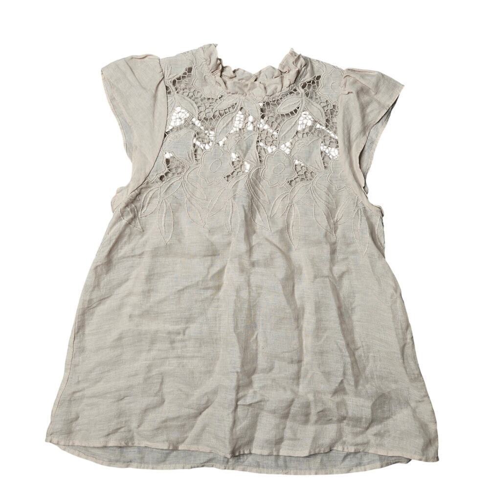 Ulla‎ Johnson Aimee Lace Yoke Linen Blouse Size 6